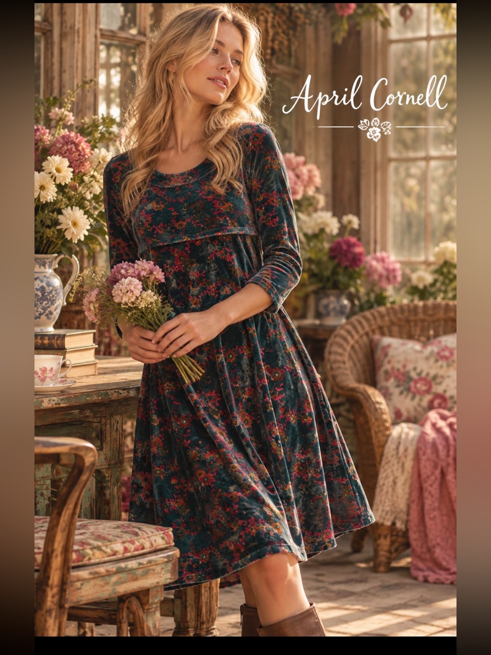 APRIL CORNELL, the velvet floral dress!